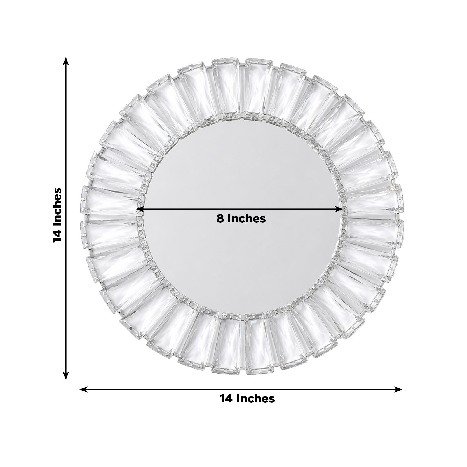 2 Pack Crystal Pendant Metal Charger Plates – 14" Round Silver Mirror Glass Decorative Table Chargers - Image 3