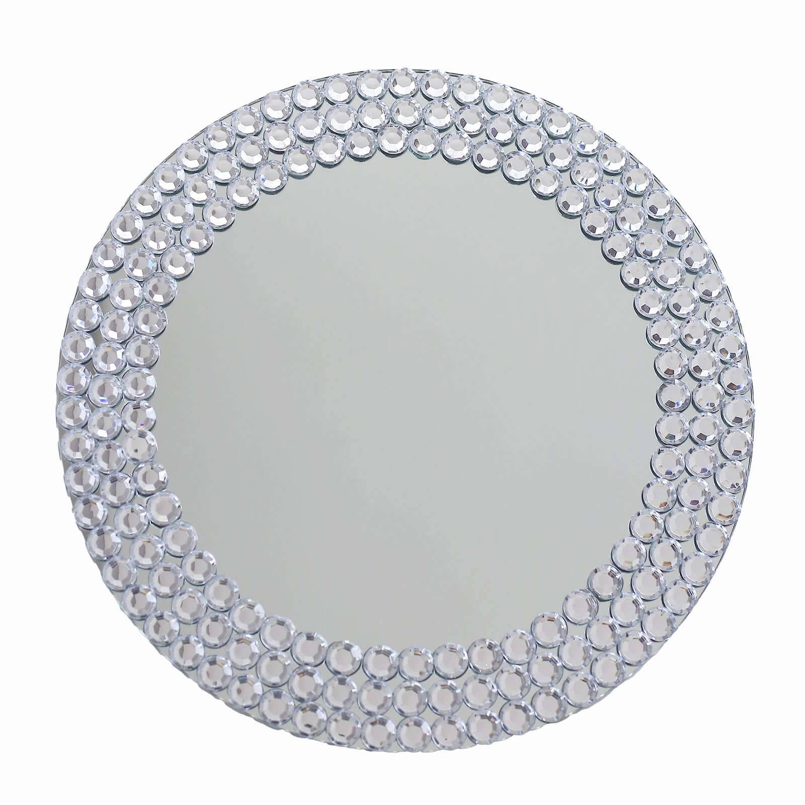 2-Pack Mirror Glass Charger Plates 13", Round Silver Mirror Diamond Beaded Rim - Upscale Decorative Chargers - Image 7