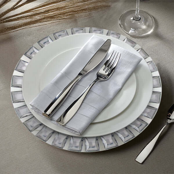 2-Pack Glass Mirror Charger Plates 13" Round Silver with Jeweled Rim - Premium Decorative Dinner Party Charger Tableware - Image 7